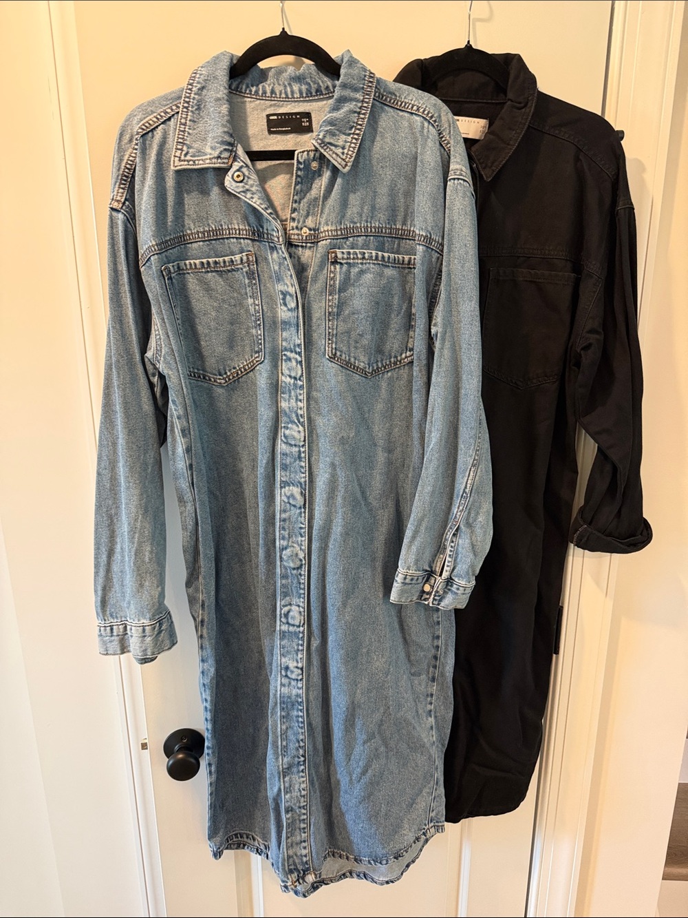 ASOS Blue and Black Midi Denim Shirt Dresses